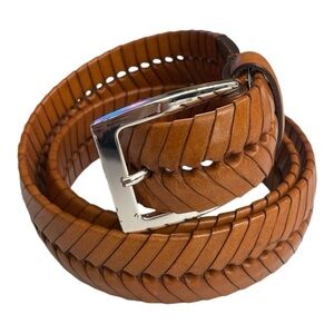 Brighton Men's Brown Leather
Fishtail Belt Silver Buckle, Herringbone belt 36